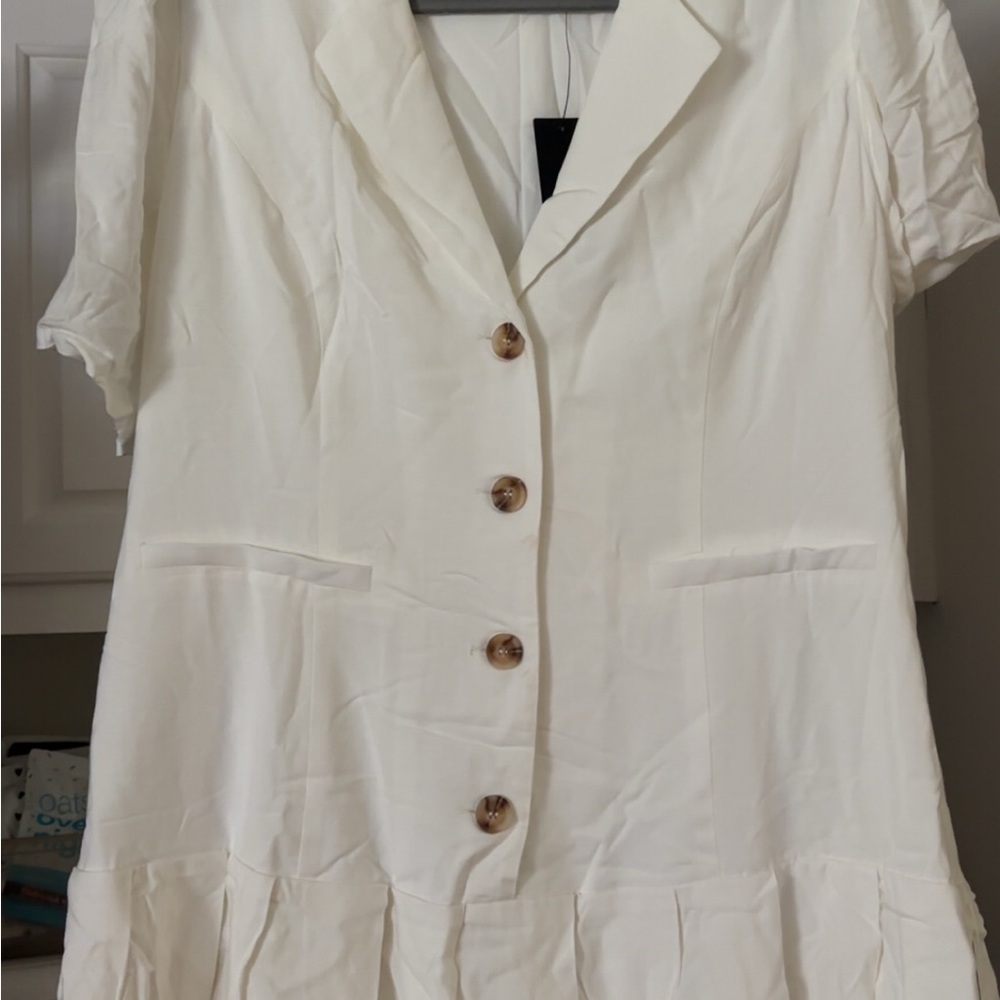 Lulu's Cream Button-Down Dress